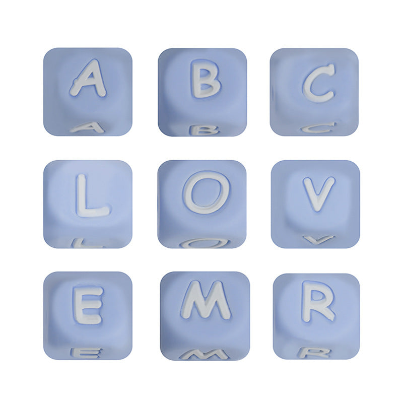 Wholesale 10pcs Silicone Food Grade Teething Diy Bracelet Multi-sided Pacifier Teething English Letter Beads